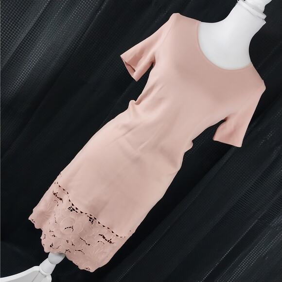 NWT@$139! ANN TAYLOR PETITES! DUSTY PINK KNIT, EMBROIDERED SWEATER DRESS!  SZ SP - Picture 12 of 12